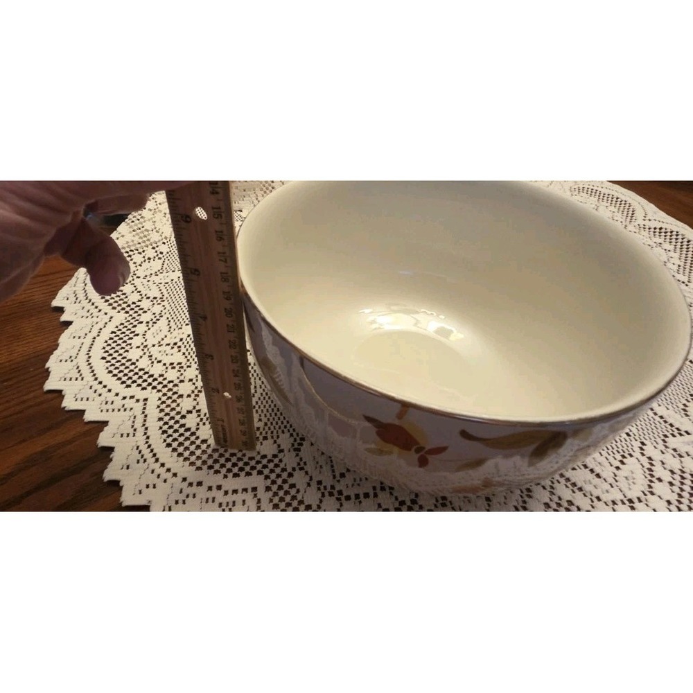 Vintage Hall's Superior‎ Jewel Tea Autumn Leaf Large 9" Mixing/ Serving Bowl - Picture 11 of 11
